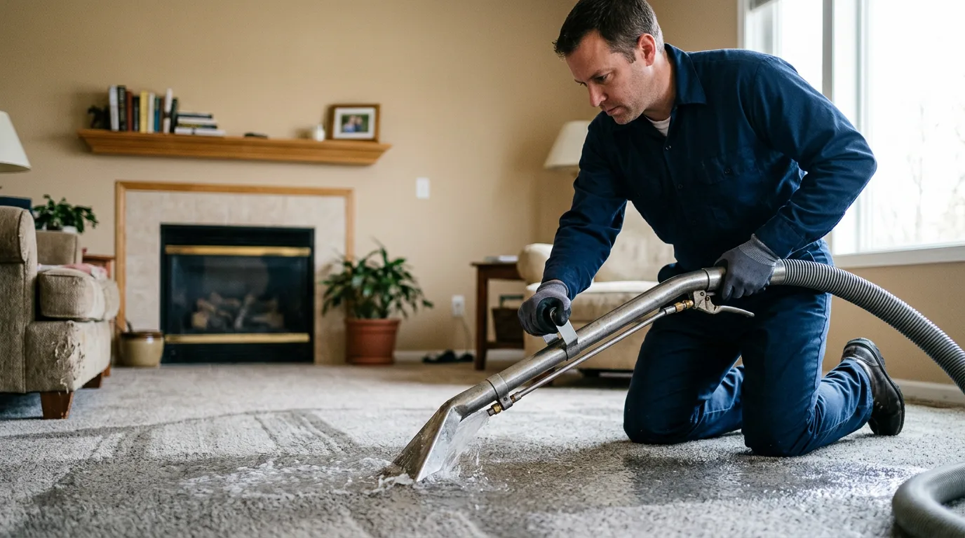 Water damage restoration technician working near Oneonta, AL